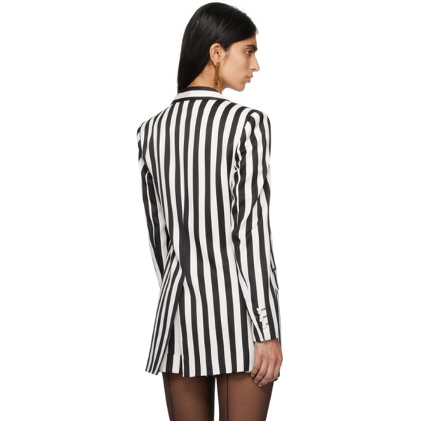  모스키노 Moschino Black & White Striped Blazer 241720F057000