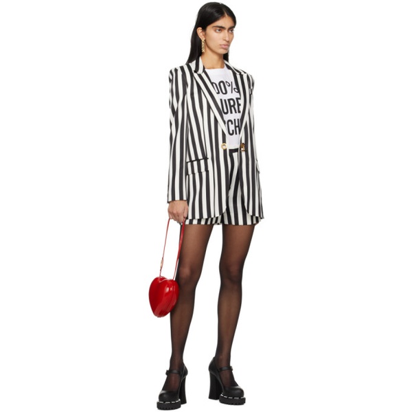 모스키노 Moschino Black & White Striped Blazer 241720F057000