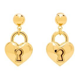 모스키노 Moschino Gold Heart Lock Earrings 232720F022000