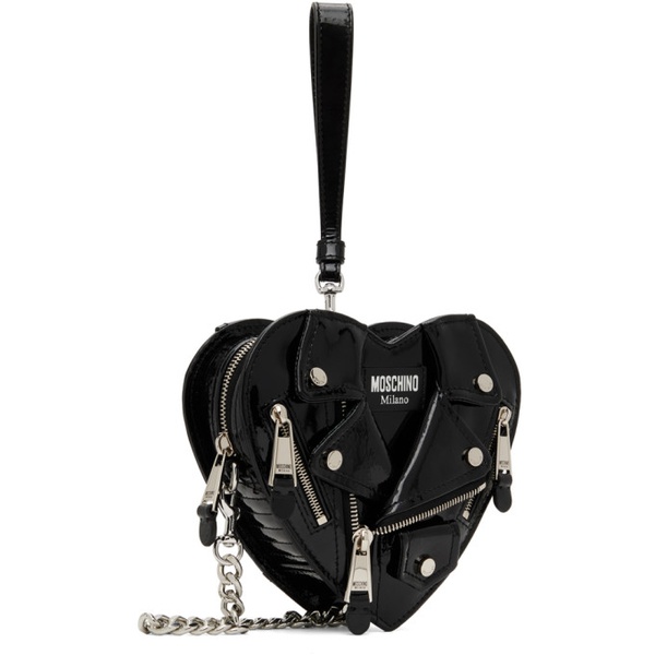  모스키노 Moschino Black Biker Jacket Heart Bag 222720F048006