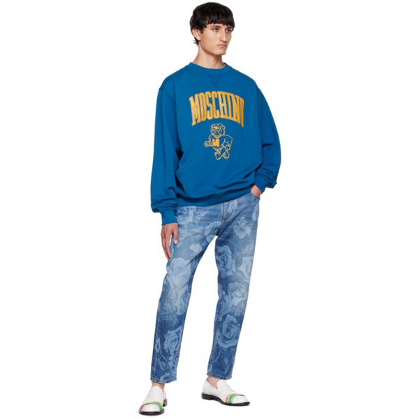  모스키노 Moschino Blue Varsity Sweatshirt 222720M204025