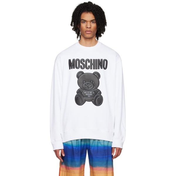  모스키노 Moschino White Teddy Bear Sweatshirt 232720M204016