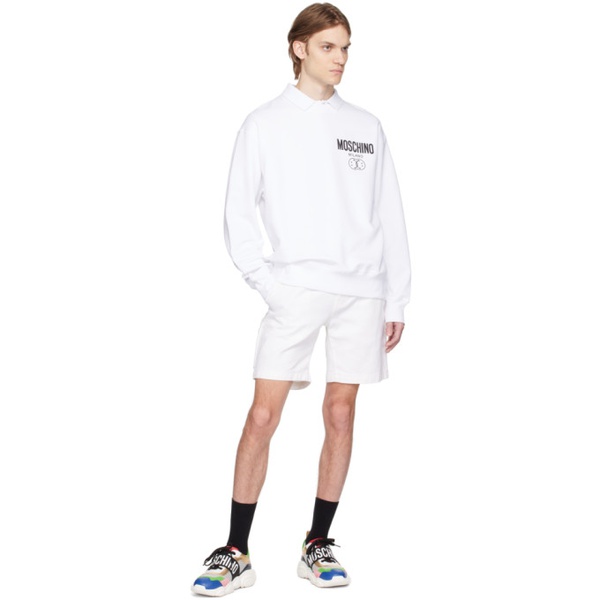 모스키노 Moschino White Printed Sweatshirt 231720M204003