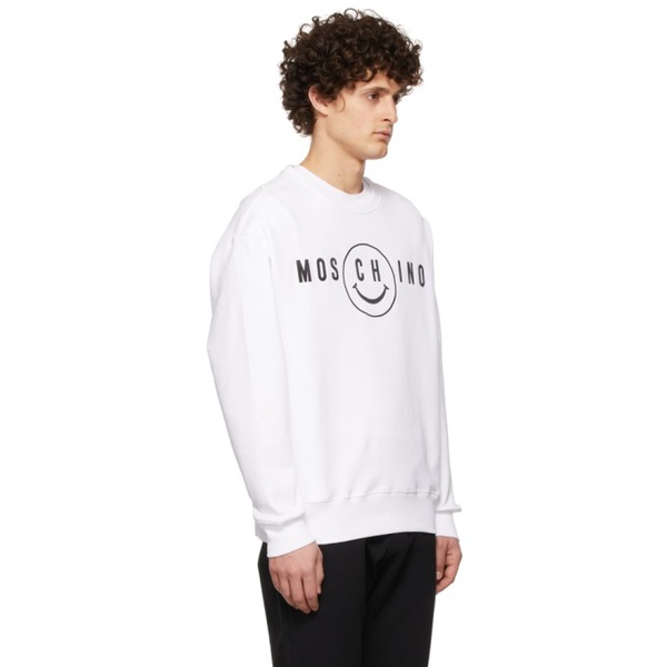  모스키노 Moschino White Smiley 에디트 Edition Sweatshirt 221720M204035