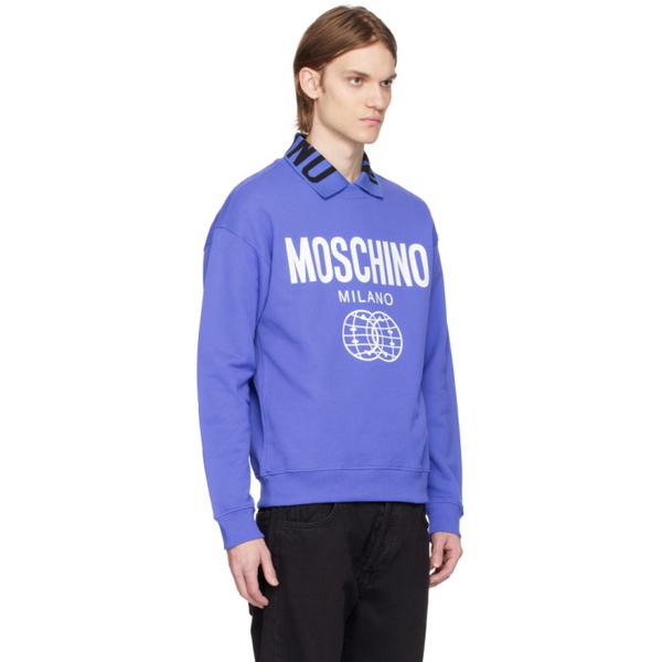  모스키노 Moschino Blue Printed Sweatshirt 231720M204013