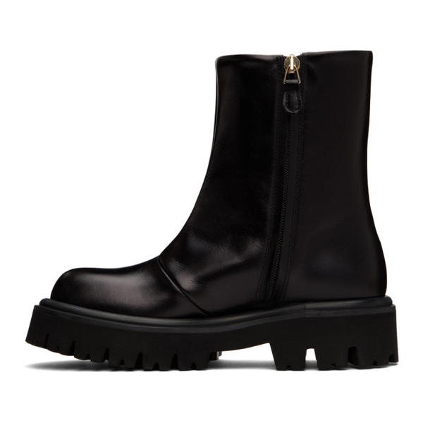  모스키노 Moschino Black Rubber Logo Ankle Boots 232720F113001