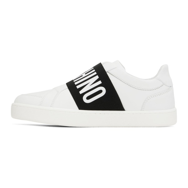  모스키노 Moschino White Elastic Band Sneakers 222720F128018