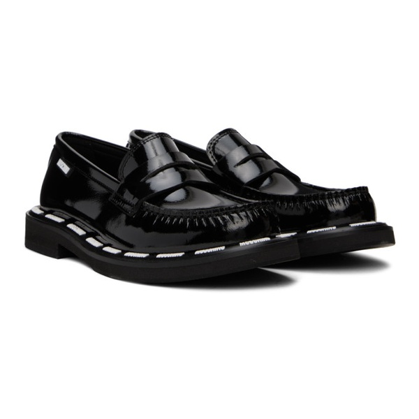  모스키노 Moschino Black Embossed Loafers 232720F121010