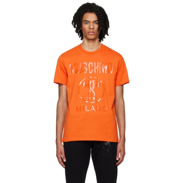  모스키노 Moschino Orange Double Question Mark T-Shirt 232720M213020