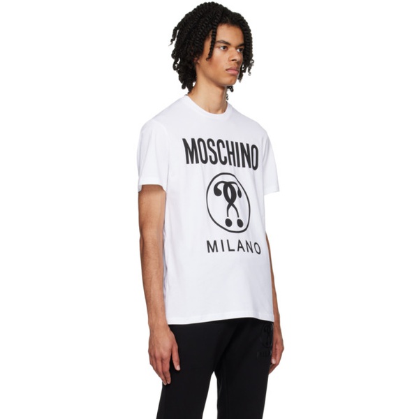  모스키노 Moschino White Double Question Mark T-Shirt 232720M213004
