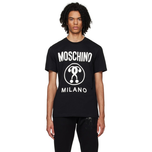  모스키노 Moschino Black Double Question Mark T-Shirt 232720M213005