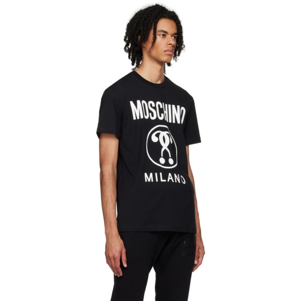  모스키노 Moschino Black Double Question Mark T-Shirt 232720M213005