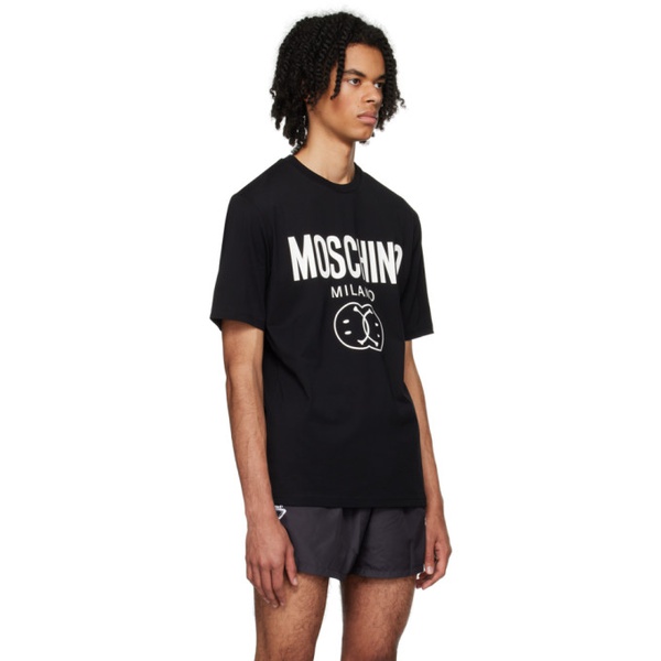  모스키노 Moschino Black Double Smiley T-Shirt 232720M213011
