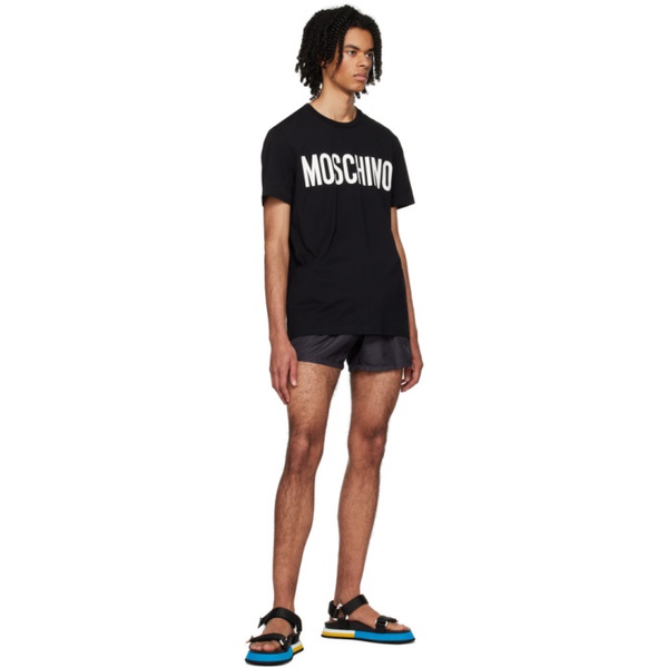  모스키노 Moschino Black Printed T-Shirt 232720M213000