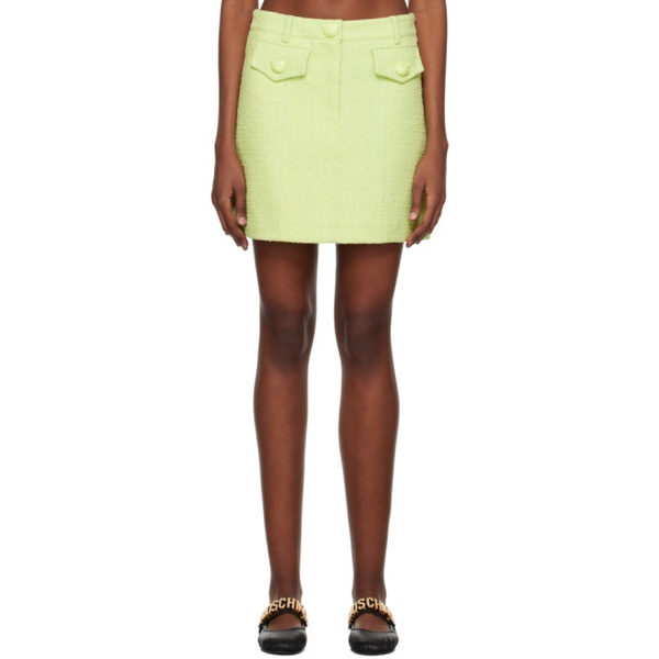  모스키노 Moschino Green Teddy Buttons Miniskirt 231720F090003