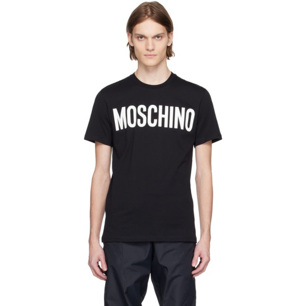  모스키노 Moschino Black Printed T-Shirt 231720M213004