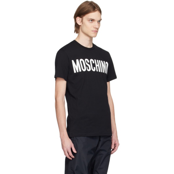 모스키노 Moschino Black Printed T-Shirt 231720M213004