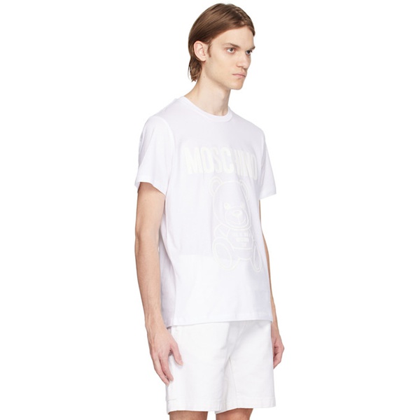  모스키노 Moschino White Graphic T-Shirt 231720M213016