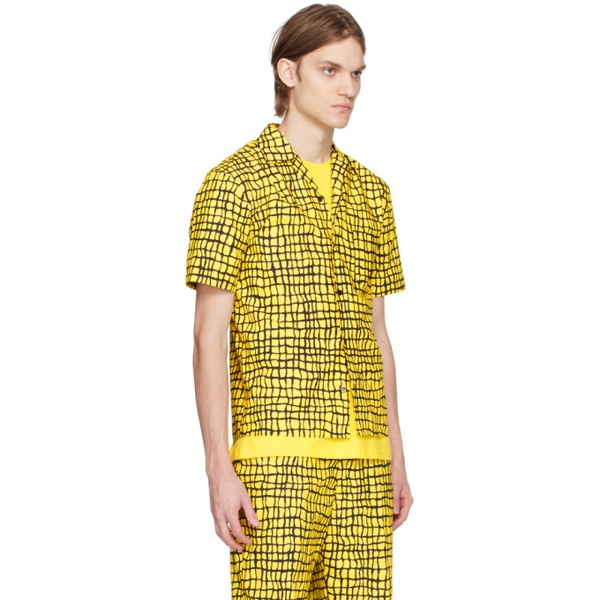  모스키노 Moschino Yellow Warped Shirt 231720M192010