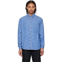 모스키노 Moschino Blue Jacquard Denim Shirt 231720M192023