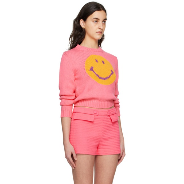  모스키노 Moschino Pink Smiley Graphic Sweater 231720F096004