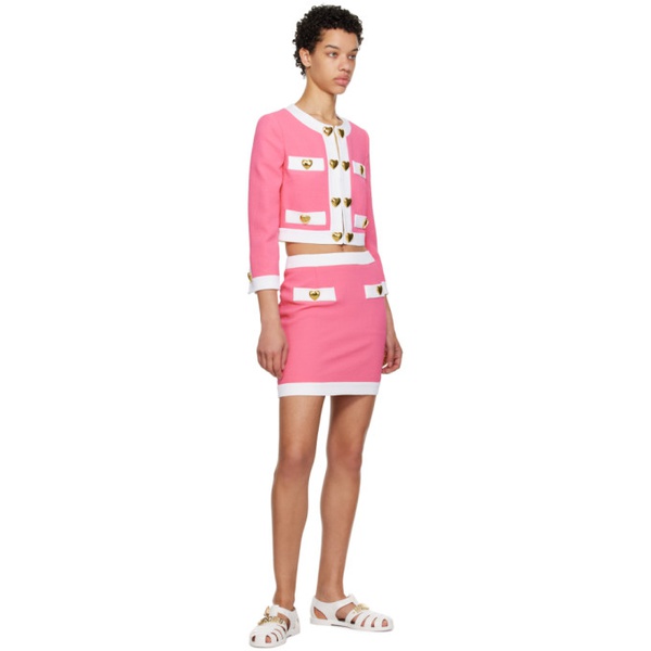  모스키노 Moschino Pink Heart Buttons Miniskirt 231720F090010