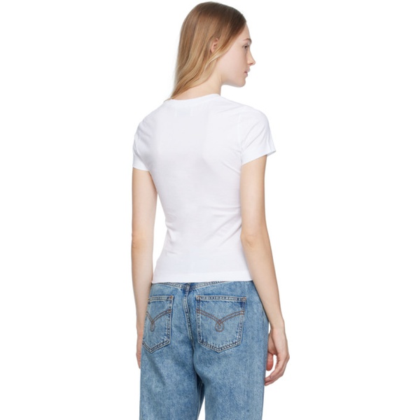  모스키노 Moschino Jeans White Peace & Love T-Shirt 232132F110002