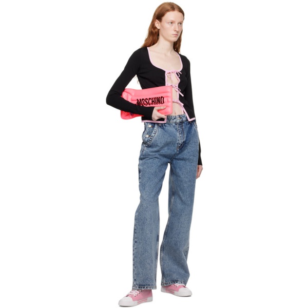  모스키노 Moschino Jeans Black Self-Tie Cardigan 232132F095001
