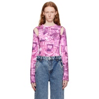 모스키노 Moschino Jeans Pink Graphic Bodysuit 232132F358000