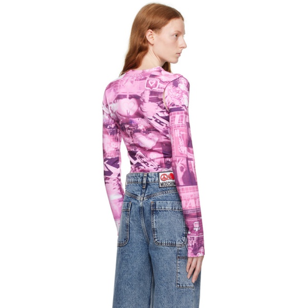  모스키노 Moschino Jeans Pink Graphic Bodysuit 232132F358000