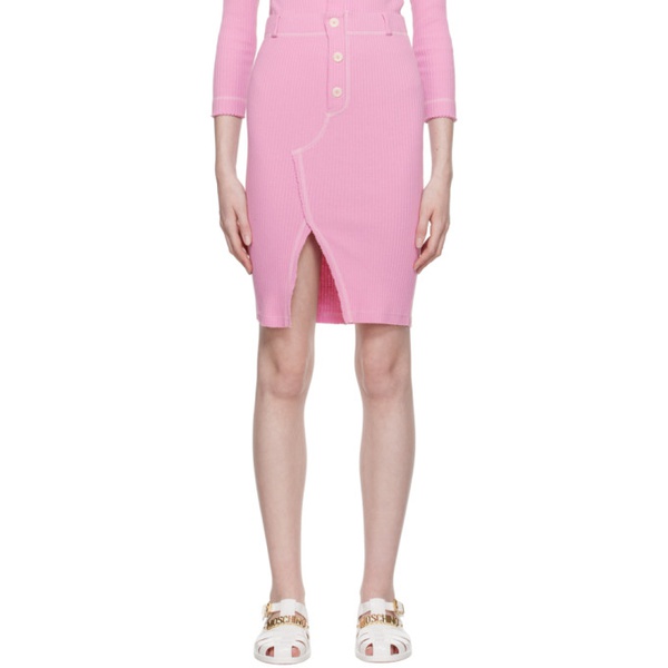  모스키노 Moschino Jeans Pink Vented Midi Skirt 232132F092000