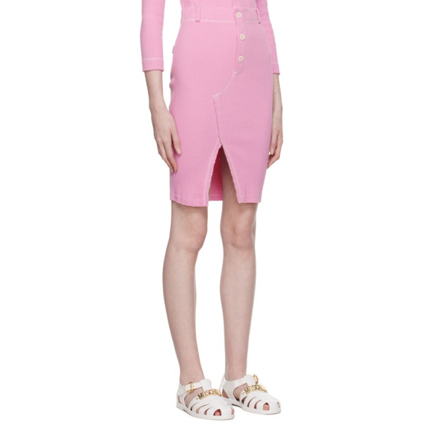  모스키노 Moschino Jeans Pink Vented Midi Skirt 232132F092000