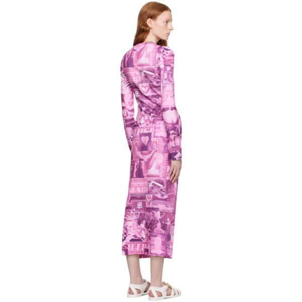  모스키노 Moschino Jeans Pink Graphic Maxi Dress 232132F054000