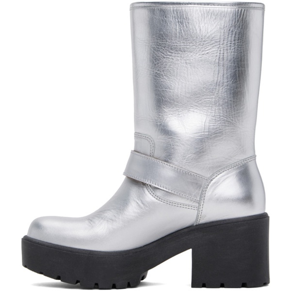  모스키노 Moschino Jeans Silver Pin-Buckle Boots 241132F114000