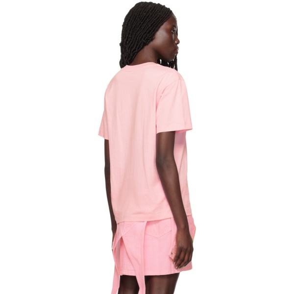  모스키노 Moschino Jeans Pink Peace & Love T-Shirt 241132F110001