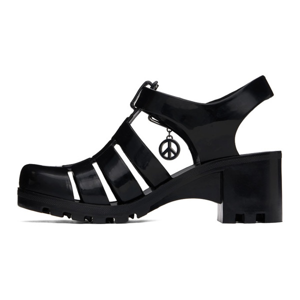  모스키노 Moschino Jeans Black Jelly Heeled Sandals 241132F124000