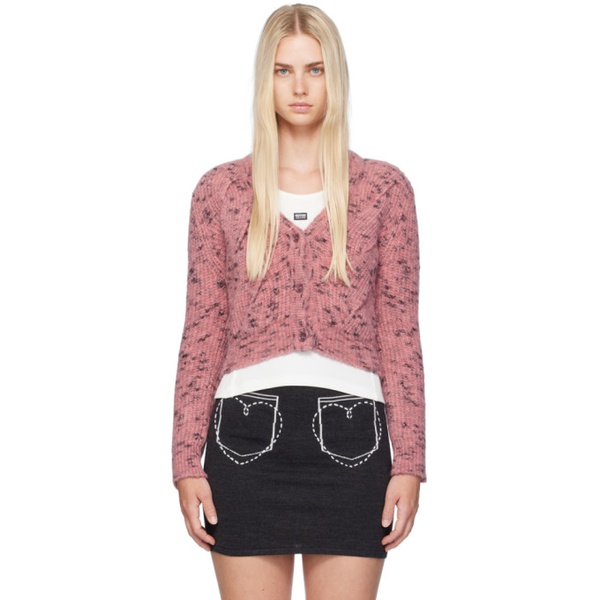  모스키노 Moschino Jeans Pink Cable Knit Cardigan 242132F095002
