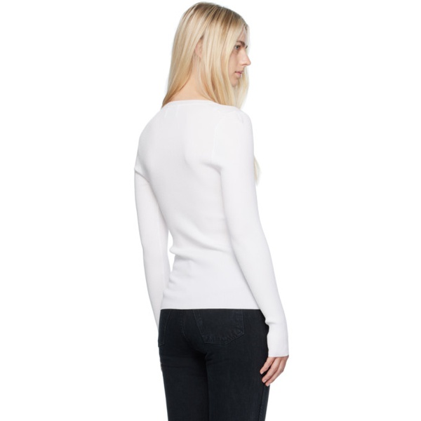  모스키노 Moschino Jeans White Crewneck Sweater 242132F096001