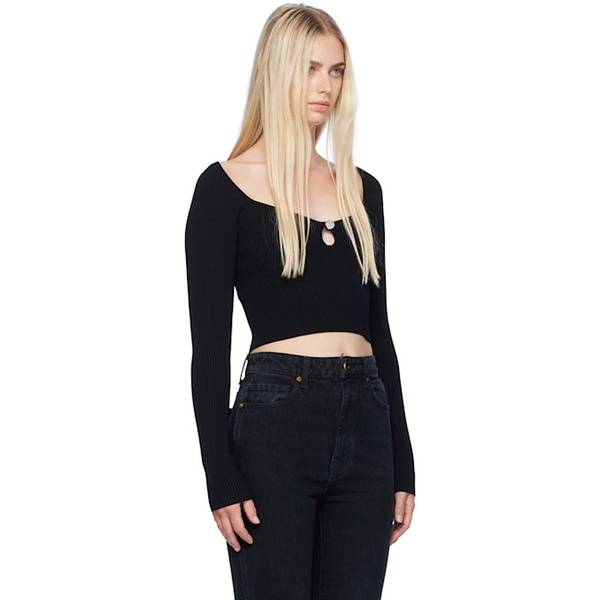  모스키노 Moschino Jeans Black Cutout Sweater 242132F096002