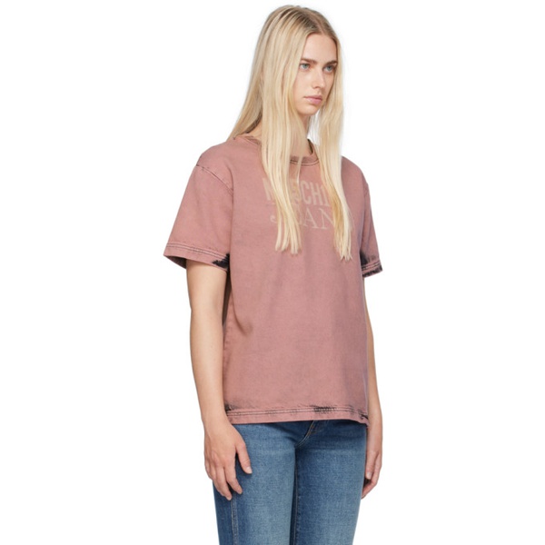  모스키노 Moschino Jeans Pink Bleached T-Shirt 242132F110004