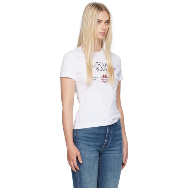  모스키노 Moschino Jeans White Printed Shirt 242132F110002