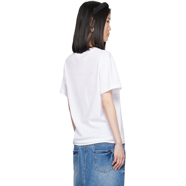  모스키노 Moschino Jeans White Culture Take Away T-Shirt 242132F110001