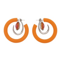 모우 Mounser Silver & Orange Marshmallow Hoop Earrings 222336F022004
