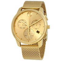 Movado MEN'S Bold Thin Chronograph Stainless Steel Mesh Gold Dial Watch 3600634