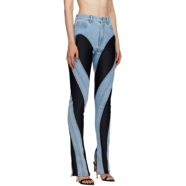  뮈글러 Mugler Blue & Black Slitted Spiral jeans 232345F069002