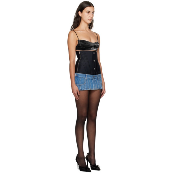  뮈글러 Mugler Black & Blue Paneled Denim Miniskirt 232345F090006