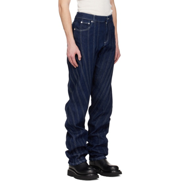  뮈글러 Mugler Navy Spiral Jeans 231345M186005