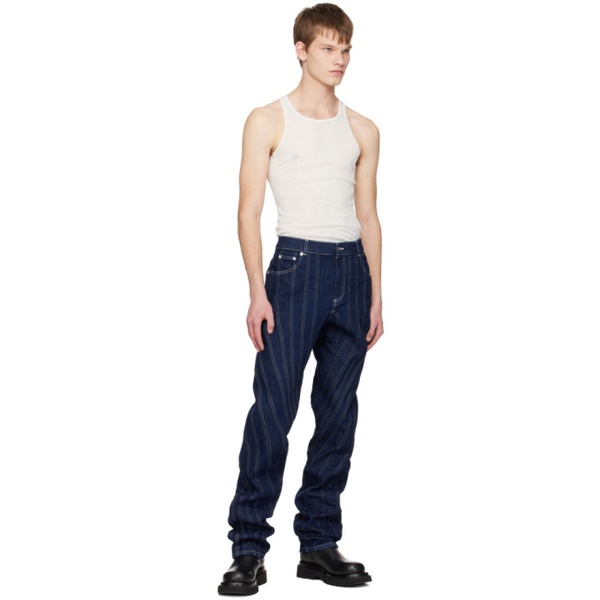  뮈글러 Mugler Navy Spiral Jeans 231345M186005