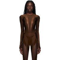 뮈글러 Mugler Brown Illusion Shaping Bodysuit 231345F358017