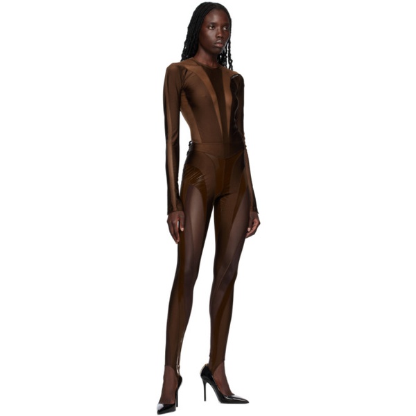  뮈글러 Mugler Brown Illusion Shaping Bodysuit 231345F358017